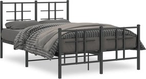 vidaXL fekete fém ágykeret fej- és lábtámlával 120 x 190 cm