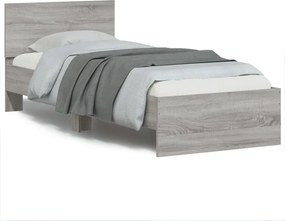 vidaXL szürke sonoma színű szerelt fa ágykeret fejtámlával 90 x 200 cm