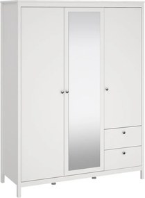 Fehér ruhásszekrény tükörrel 150x199x58 cm Madrid – Tvilum