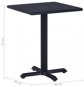 fekete kerti asztal 60 x 60 x 75 cm