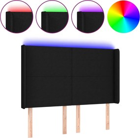 vidaXL fekete szövet LED-es fejtámla 147x16x118/128 cm