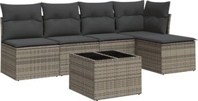 vidaXL 6 részes szürke polyrattan kerti ülőgarnitúra párnákkal