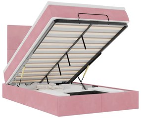 Ottomán ágykeret matracokkal rózsaszín 120x190cm bársony