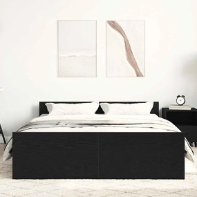 fekete tölgy színű szerelt fa ágykeret matrac nélkül 140x200 cm