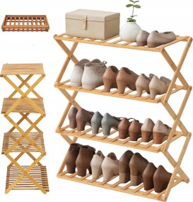 Szekrény Polc Összecsukható Bambusz Polc 4 Szint Fürdőszoba 50CM Szekrény