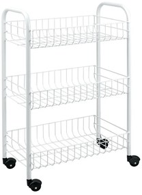 Siena fehér gurulós állvány, 3 db polccal - Metaltex