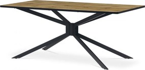 Modern Étkezőasztal Vadtölgy Színben. Méret: 180x90x75 cm, MDF Asztallap, Matt Fekete Fém Szerkezet és Láb Belföldi Raktárról