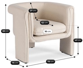 Designer Krém Bouclé Szövet Kárpitozással. GALA