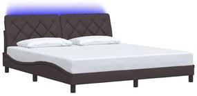 sötétbarna szövet ágykeret LED-es matrac nélkül 180 x 200 cm