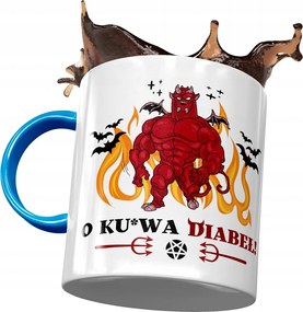 Kék Vicces Bögre Ku*wa Ördög Ajándék Nyomtatott Fotóval