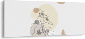 Kép - Bézs virágok pillangóval N⁰4 (120x50 cm)