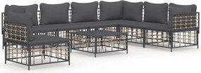 vidaXL 8 részes antracitszürke polyrattan kerti ülőgarnitúra párnákkal