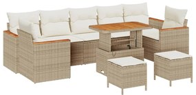 vidaXL Kerti Kanapé Szett 10 pcs Bézs polirattan