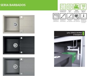 Laveo Barbados, 1 kamrás gránit mosogató 760x440x194 mm, bézs, LAV-SBBA411T