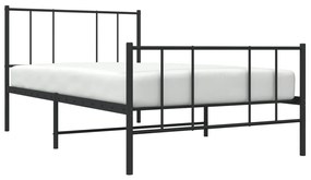 fekete fém ágykeret fej- és lábtámlával 80 x 200 cm