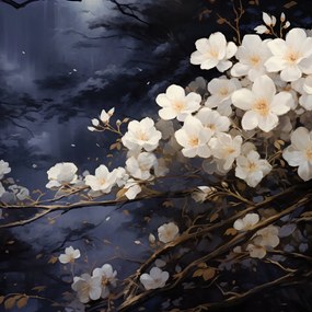 Poszter 70x70cm Fehér virágok a kertben