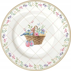 Desszert tányér porcelán húsvéti virágok 19cm nyuszi