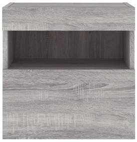 szürke sonoma színű fali TV-szekrény LED-ekkel 40x30x40 cm