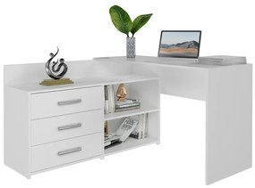 Dany sarok íróasztal polccal, tárolóval, fehér