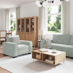 3 darabos kanapé szett párnákkal világosszürke bársony