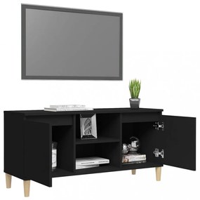 fekete TV-szekrény tömör falábakkal 103,5 x 35 x 50 cm