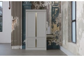 Világosszürke borovi fenyő ruhásszekrény klasszikus ajtóval 110x215 cm Organize – BePureHome