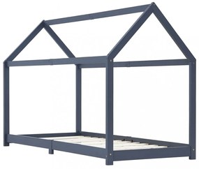 szürke tömör fenyőfa gyerekágy-keret 90 x 200 cm