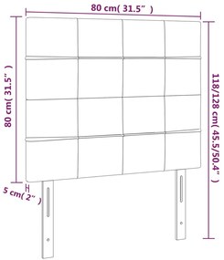 sötétkék bársony LED-es fejtámla 80x5x118/128 cm