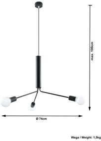 Fekete függőlámpa fém búrával ø 74 cm Donato – Sollux