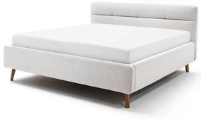 Világosszürke kárpitozott ágyneműtartós franciaágy ágyráccsal 180x200 cm Lotte – Meise Möbel