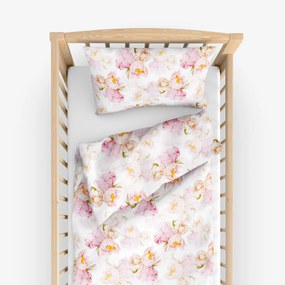 Goldea gyermek pamut ágyneműhuzat kiságyba deluxe - virágzó pünkösdi rózsavirágok 90 x 120 és 40 x 60 cm