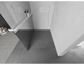 Mexen Kioto+, zuhanykabin polccal és akasztóval 110 x 200 cm, 8 mm tükörmintás üveg, fehér profil, 800-110-121-20-50