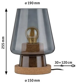 Paulmann 79736 - 1xE27/20W IBEN asztali lámpa, 230V, füstszínű