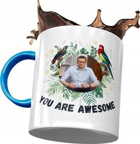 Kék bögre Mateusz Morawiecki Premier Ajándék Nyomtatott Fotóval