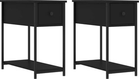 vidaXL 2 db fekete szerelt fa éjjeliszekrény 30x60x60 cm