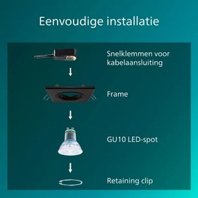 Philips - 3 darabos PERIDOT süllyesztett lámpatest készlet, 1x GU10/7W/230V, fekete