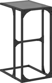 vidaXL acél kisasztal fekete üveglappal 40 x 30 x 61,5 cm
