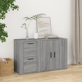 szürke sonoma színű szerelt fa tálalószekrény 100x33x59,5 cm
