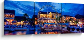 Egy kép Hoi An éjszakai városáról, Vietnam (órával) (90x30 cm)