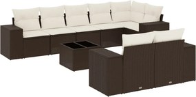 vidaXL 9 részes barna polyrattan kerti ülőgarnitúra párnákkal