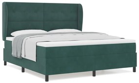 Boxspring Ágy Matraccal Sötétzöld 180x200 cm Bársonyos