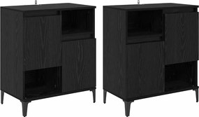 vidaXL Oldalszekrények 2 pcs Fekete tölgy 60 x 35 x 70 cm Faanyag