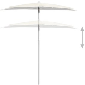 homokszínű félköríves napernyő rúddal 180 x 90 cm