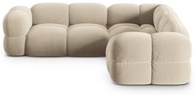 Bézs bársony sarokkanapé Loretto – Cosmopolitan Design