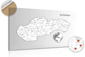 Obraz na korku čiernobiela mapa Slovenskej republiky