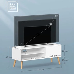 Dohányzóasztal 120x40x49 cm, MDF, fehér, AKF-E1146 WT