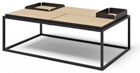 Fekete-natúr színű dohányzóasztal tölgyfa dekoros asztallappal 75x120 cm Douro – TemaHome