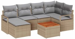 vidaXL Kerti Kanapé Szett párnával 7 pcs Bézs polirattan