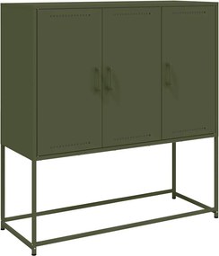 vidaXL olívazöld acél magasszekrény 100,5 x 39 x 107 cm