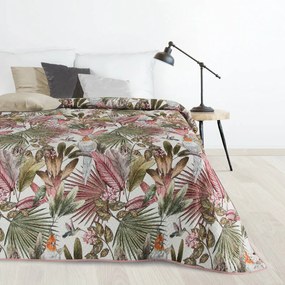 Parrot mintás bársony ágytakaró Zöld/rózsaszín 170x210 cm